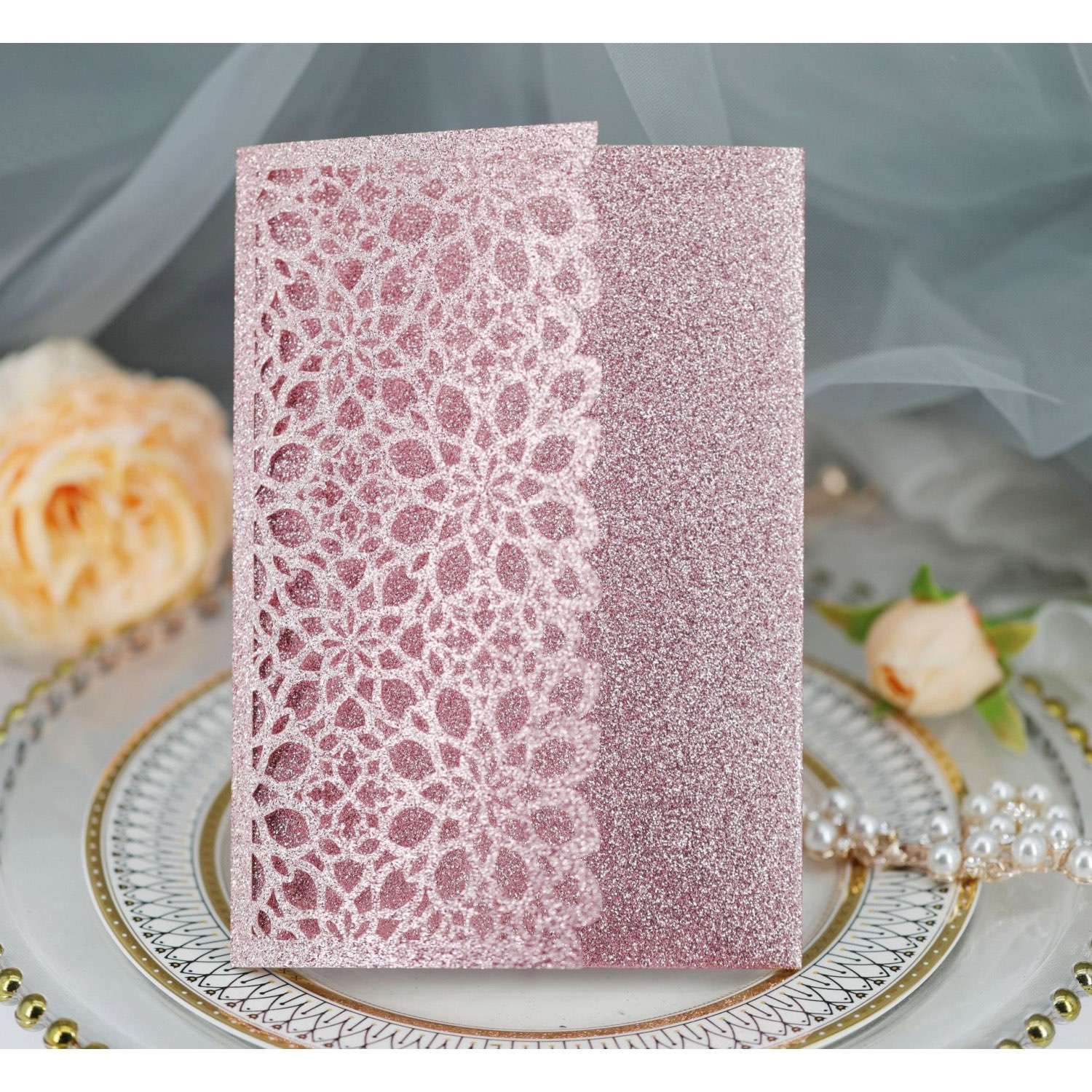 Glitter Invitation Card Laser Business Invitation Modern Wedding Card Personalized Custom
